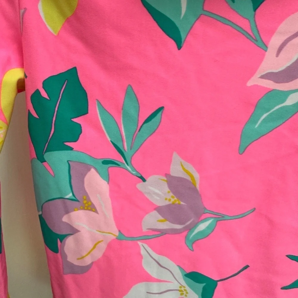 NWOT Carter’s 2T Girls Hot Pink Tropical Floral Long Sleeve Rashguard Swimsuit